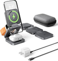 Qi2 Certified 3 in 1 Travel Charger MagSafe Compatible, Upgraded Foldable Wireless Charger Stand, Mag-Safe 3 in 1 Charging Station,15W Fast Charging for iPhone 17/16/15/14/13/12, Apple Watch, AirPods