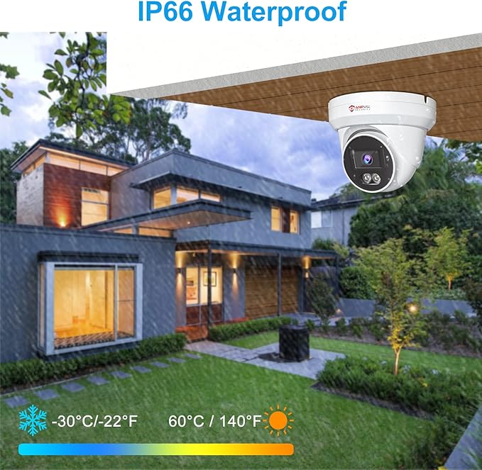 Anpviz 4K 16CH PoE Security Camera System, 8pcs Wired 8MP PoE IP Cameras Outdoor with Human Vehicle Detection, 100ft Smart Color Night Vision, 4K 16 Channel NVR with 4TB HDD for Business (U Series)