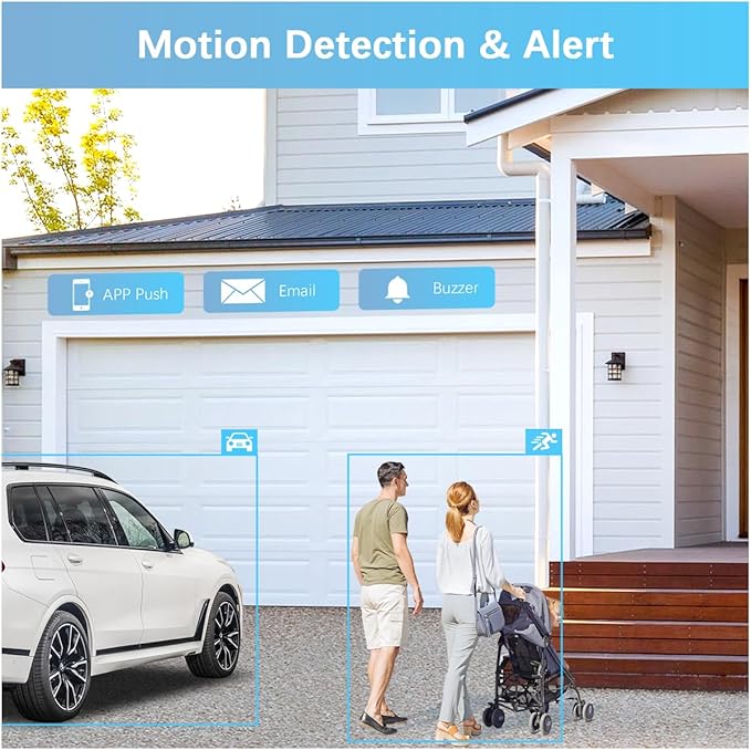【130° Wide-Angle & 2-Way Audio】 Outdoor Wireless Security Camera System, WiFi Video Surveillance, Home Security Cameras