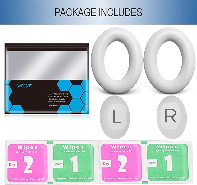 GEVO Replacement Ear Pads for Bose QC45, Ear Cushions for Bose QuietComfort 45 (QC45) & Quiet Comfort SE (QC SE) Headphones, Earpads with Softer Leather Noise Isolation Foam (White)