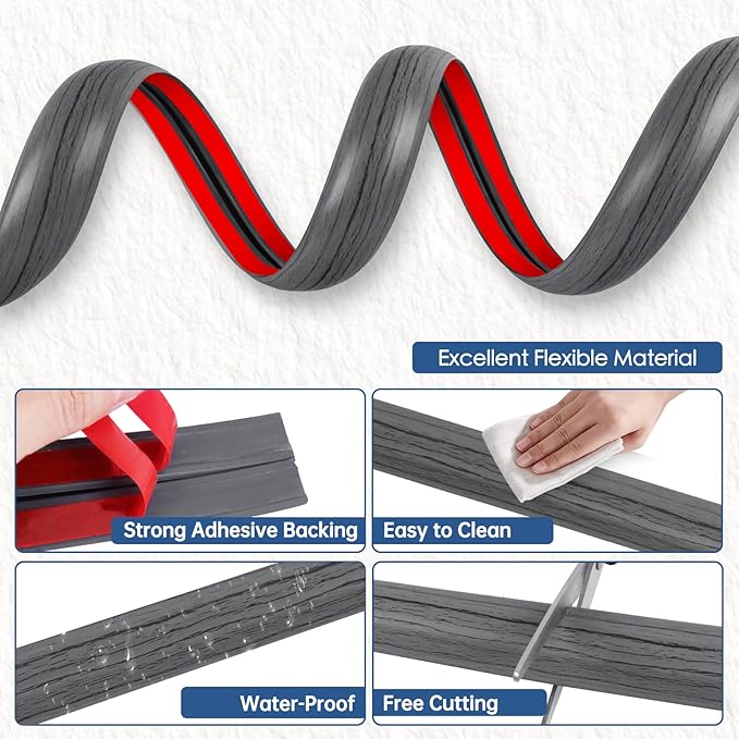 Floor Cord Cover for Wires on Floor Self Adhesive Cord Hider Floor Cable Management Wire Covers for Cords Protector Prevent Cable Trips Cord Cavity W 0.32" x H 0.32", Deep Gray Wood, 10Ft