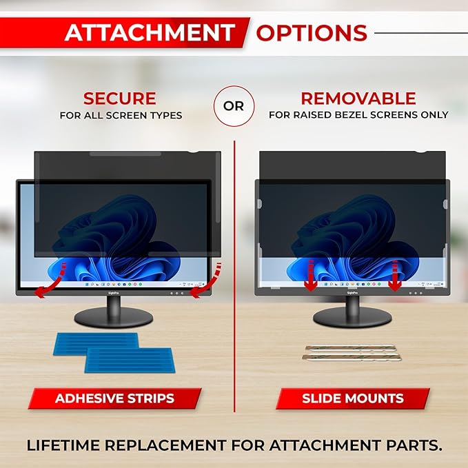 24 Inch 16:9 [2 Pack] Computer Privacy Screen Filter for Monitor - Privacy Shield and Anti-Glare Protector