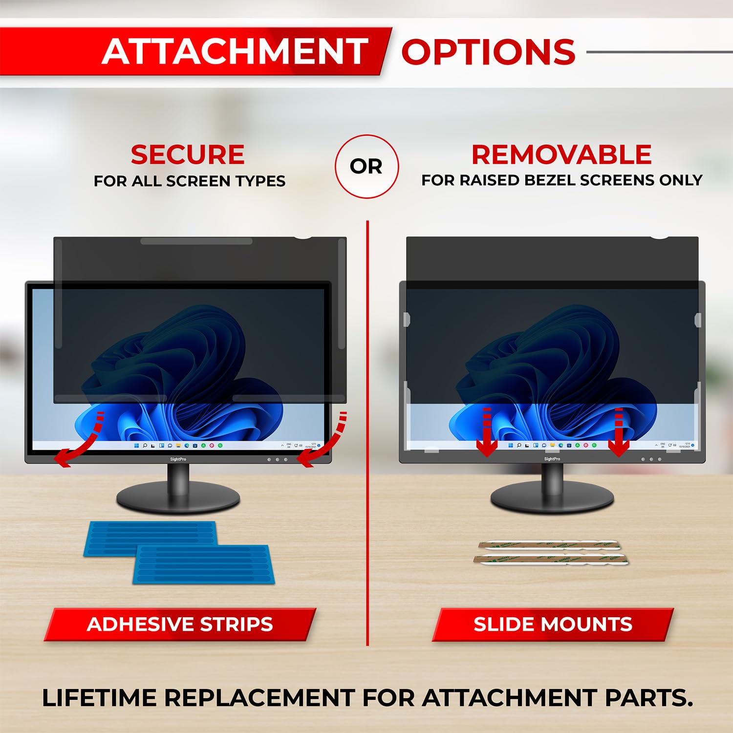 SightPro 22 Inch 16:10 Computer Privacy Screen Filter for Monitor - Privacy Shield and Anti-Glare Protector