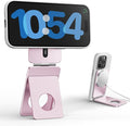 Magnetic Tripod for iPhone, Aluminium Phone Tripod Stand Compatible with Magsafe iPhone 16/15/14/13/12 Series, Foldable Strong Magnetic Phone Stand & Portable Phone Holder, Pink