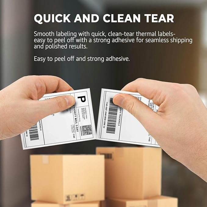 Rockin Rolls Thermal Shipping Labels (Total 2000) - 4 Packs of 500 Fanfold Direct 4x6 Thermal Labels. Thick Commercial Grade, Waterproof, Smudge Proof Mailing and Address Label, and Strong Adhesive