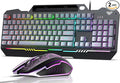 AULA T102 104 Keys Gaming Keyboard and Mouse Combo with RGB Backlit, All-Metal Panel Waterproof Light Up Quiet Computer Keyboard, USB Wired for MAC Xbox PC Gamers