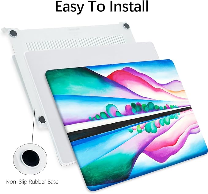 Berkin Arts Compatible with MacBook Air 13 inch Cover, 2022-2018 Release A2179/A2337 M1 with Keyboard Cover & Screen Protector Vivid Abstract Landscape (Lake George Reflection by O'Keeffe)