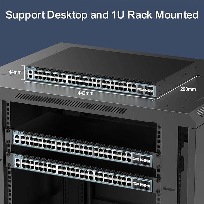 SODOLA 48 Port 2.5GbE Switch,L3 Managed e-Sports Mega-Switch with 4 x 40 QSFP+,4 x 25G SFP28,MLAG/Overlay/SDN, 96W, Multi-Gig Smart Web Managed Switch