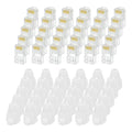 MECCANIXITY 60pcs Cat6 RJ45 Pass Through Connectors, RJ45 Connector 8P8C Gold Plated Plugs with 60pcs White Strain Relief Boots for Solid or Stranded UTP Ethernet Cable, 1.1mm