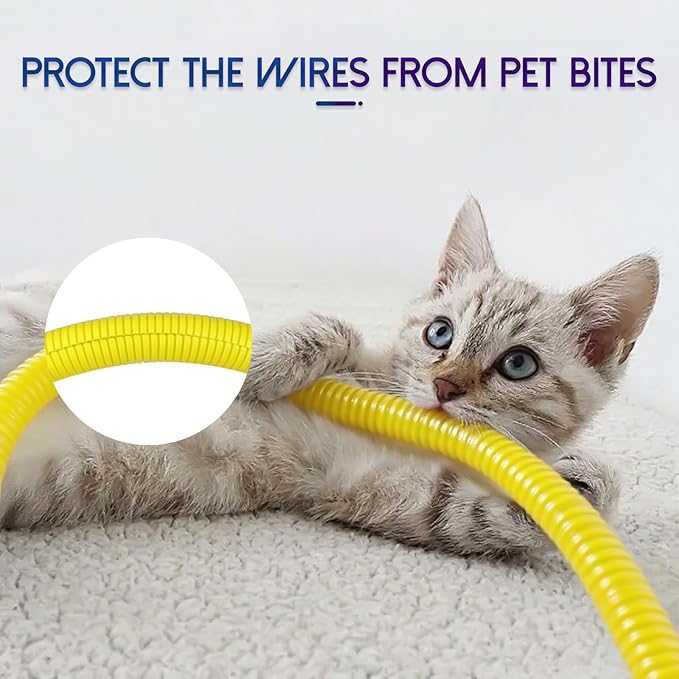 Split Wire Loom Tubing, 10,25ft Cord Protectors from Pets No Chew, Flexible Wire Covers Cord Protectors, Protective Split Cable Sleeve for Automotive Home Industrial Wires(Yellow, 0.51inch-10ft)