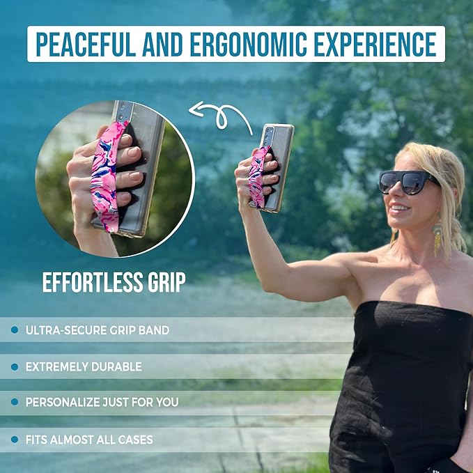 Phone Grip Strap - Pack of 2 Reversible Finger Holder for Phone Back, Customizable Anti-Slip Design, Wireless Charging Compatible Detachable Holder for iPhone - Red & Red Tie dye