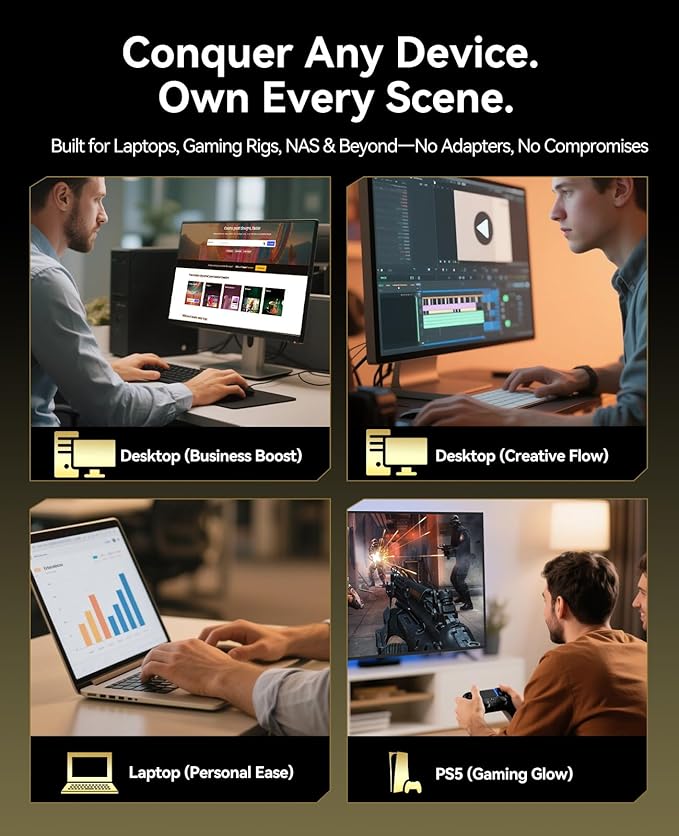 ORICO OG7000 1TB PCIe Gen4 NVMe SSD, Up to 6600MB/s, 8-Channel Controller, Graphene Thermal Solution, Ideal for 4K Video Editing, 3D Rendering, Content Creation, Compatible with PS5 and PC