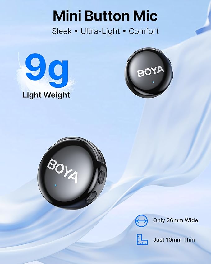 BOYA BOYALINK 3 Wireless Lavalier Microphone for iPhone/Android/Camera/PC/Tablets,AI Noise Cancellation, 48kHz/24Bit Studio Sound,APP Control, 984ft 6h Battery for Vlogging Interview(No Charging Case)