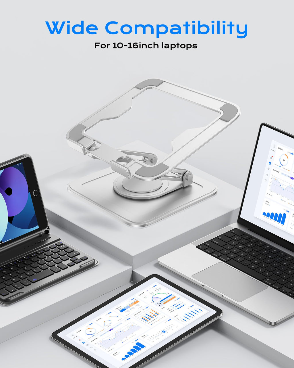 LOXP Adjustable Laptop Stand, Computer Stand with 360 Rotating Base
