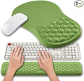 Hokafenle 2 in 1 Ergonomic Mouse Pad Wrist Support & Wrist Rest for Computer Keyboard Set, with Relieve Carpal Tunnel Pain Massage Bulge and Full Memory Gel Design (2In1 Set, Grass Green)