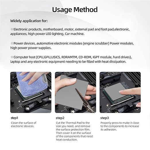 Maxtor Thermal Pad 14.8 W/mK, 120x120x3.0mm(1 pcs) Silicone Thermal Pads Non Conductive Heatsink Cooling Pad, Highly Efficient Heat Resistant Soft Pad for Laptop Heatsink/SSD/CPU/IC/LED Cooler