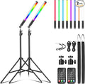 2 Pack RGB LED Video Light Wand Stick, LUXCEO Photography Studio Lighting Kits with 29" to 81" Tripod & Remote Control, Dimmable Photography Light Wand 36 Colors 3000K-6000K