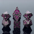 Purple Black Nickel Finish Heavy Metal DND Dice Set (Warlock) with A Metal Box, Sharp Edge Zinc Alloy D&D Accessories, D4-D20, Designed for Dungeons & Dragons Master, RPG Player, Starter