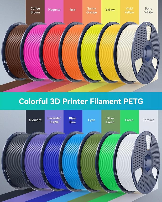 SUNLU PETG Filament 1.75mm,Strong 3D Printer Filament,Ultra-Low Stringing,Exceptional Layer Adhesion & High Toughness,Dimensional Accuracy +/- 0.02 mm,Fit Most FDM 3D Printers,1kg Spool(Black).