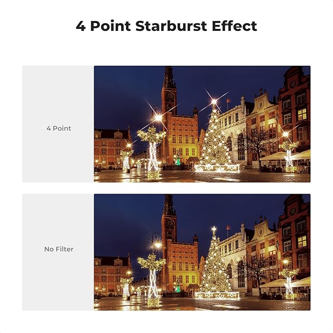 K&F CONCEPT 49mm Star Filters Kit (3pcs) 4 Points 6 Points 8 Points Cross Screen Starburst Filters Set -18 Layer Coating Ultra Slim Optical Glass Camera Lens Filter with 3 Cleaning Cloth