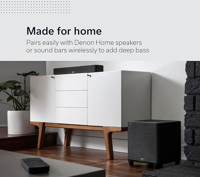 Denon Home Subwoofer – Deep, Powerful Bass, 8" Bass-Reflex Woofer, Wireless Streaming, Pair Home 150/250/350 Speakers & Sound Bar, Multi-Room Support, Black