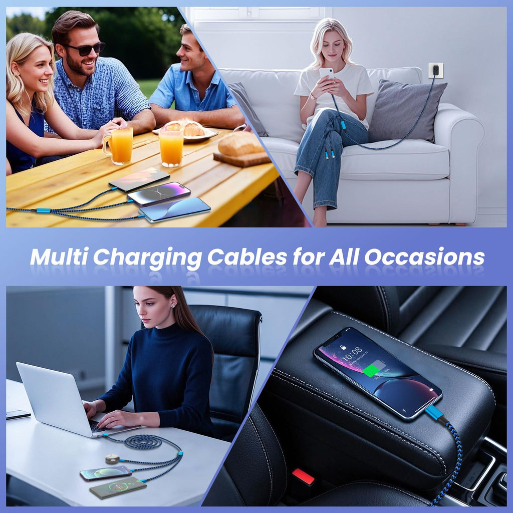 MPATIBY Multi Charging Cable(3Pack 4FT), 3 in 1 Charging Cable for Multiple Devices, USB-A Multi Charger Cord with Type-C, Micro USB and IP Port for iPhone 16/15/14/13/iPad/Android/Tablets and More