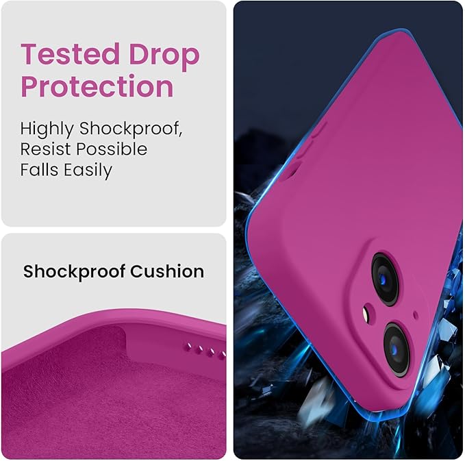FireNova Designed for iPhone 15 Plus Case, Silicone [Camera Protection] Case with [2 Screen Protectors], Soft Anti-Scratch Microfiber Lining Inside, 6.7 inch, Shocking Pink