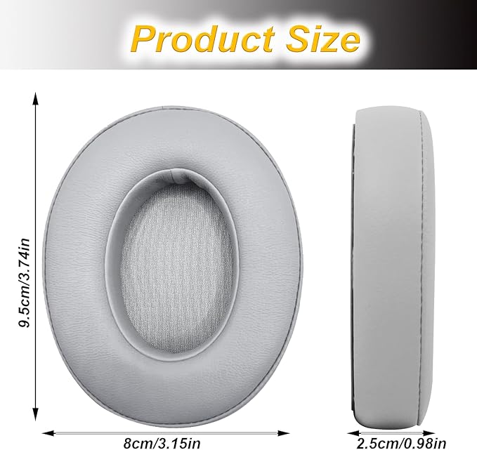 Replacement Ear Pads Cushions for Beats Studio（B0501、B0500），Beats Studio 2 & Studio 3 Wired & Wireless Headphones, Earpads with Soft Protein Leather, Noise Isolation Memory Foam - Grey