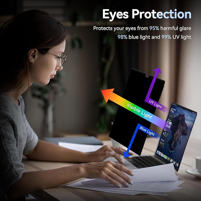 Privacy Screen Protector Compatible with MacBook Air M2 13.6 Inch (2022 Release), Easy On/Off Removable Anti Spy Blue Light Glare Shield Film Laptop Privacy Filter for Apple Mac Air 13" M2 (A2681)