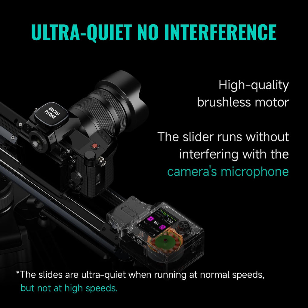 Zeapon Micro4 E1000 Double Distance Motorized Camera Slider, High-Speed Low Noise Motor 10-26Lbs Payload, 42''/107cm Compact Slider with Carrying case, LCD Screen, App Control, Smooth Damping Design
