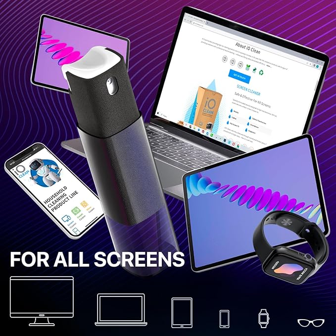 Mini Screen Cleaner Finger Proof Spray for Smartphones, iPads, MacBooks, Laptops, Car Screens, Touchscreens 3 in1 Mist Cleaner, Microfiber Cloth and Protective Cover (Rose)