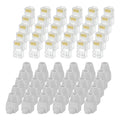 MECCANIXITY 30pcs Cat6 RJ45 Pass Through Connectors, RJ45 Connector 8P8C Gold Plated Plugs with 30pcs Light Grey Strain Relief Boots for Solid or Stranded UTP Ethernet Cable, 1.1mm