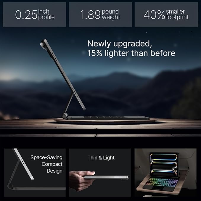 typecase Keyboard Case for iPad Pro 13-inch (M4) 2024,Magic Keyboard with 11 Colors Backlight for iPad Pro 13,Keyboard Case with Pencil Holder,Multi-Touch Trackpad,Easy-Set Magnetic Stand,Carbon Fiber