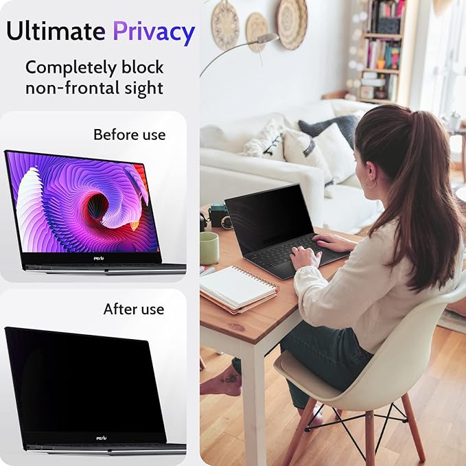 13.3 Inch Laptop Privacy Screen for 16:9 Computer Monitor, Anti Glare Blue Light Filter Protector, Removable 13 In Security Shield Compatible with Lenovo Hp Dell Acer Asus Thinkpad Envy Xps