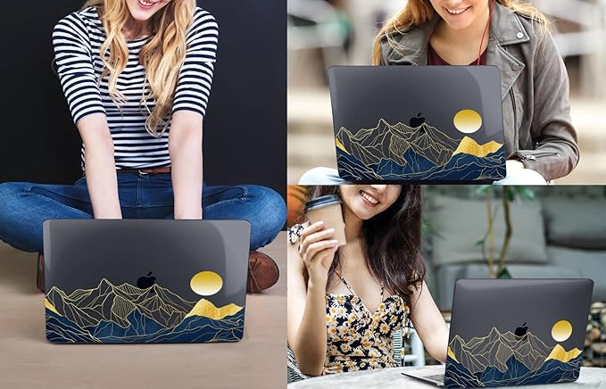 CISSOOK for MacBook Air 13 Inch Case A2337 M1 A2179 A1932 Model 2021-2018 Released, 13 inch Hard Shell Cover with Keyboard Cover for MacBook Air 13 M1 Case with Touch ID - Mountain & Raised Sun
