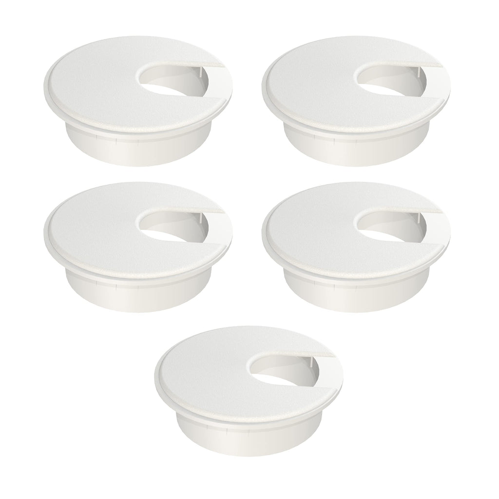 MAHDPRO Desk Grommet White 2 Inch (50 mm) Pack of 5-ABS Plastic Desk Cord Hole Cover to Arrange Cables & Wires Through Computer Table/Countertops