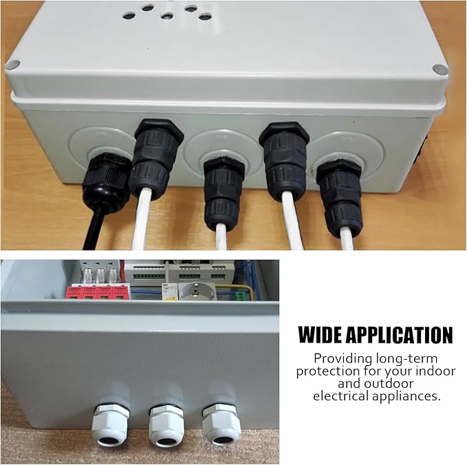 12 Pcs Nylon Cable Glands, Black Strain Relief Cable Cord Connector IP68 Waterproof Junction Box Wire Protectors Adjustable (6 Pcs 3/4" NPT + 6 Pcs 1/2" NPT)