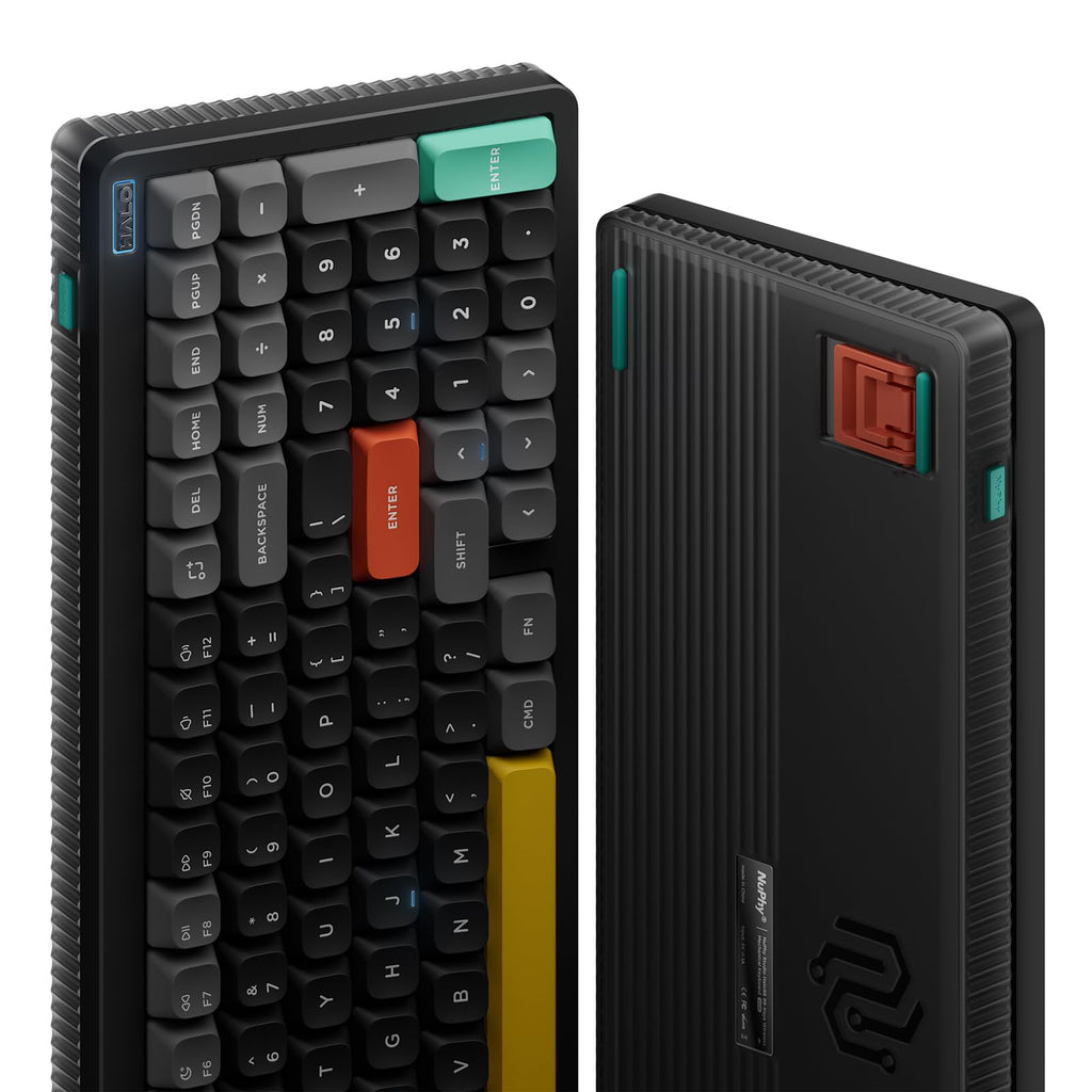 nuphy Halo96 V2 Wireless Mechanical Keyboard, 96% Hot Swappable, 99 Keys RGB Backlit, Bluetooth/USB-C/2.4GHz, Mint Switches (37gf), Black