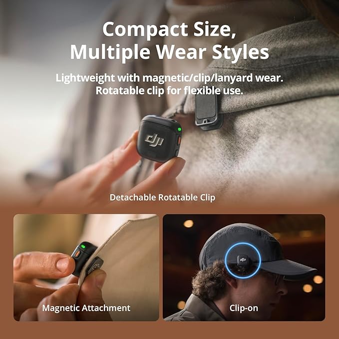 DJI Mic 3 Transmitter, Wireless Mini Microphone for iPhone/Camera/Android, Lightweight & Intuitive, Lavalier Microphone, 32-bit Float, Integrated Timecode, Vlog, Interview, Streaming