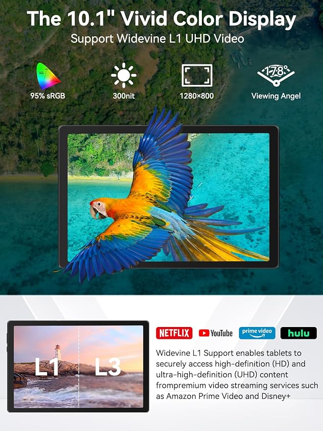 2025 Upgraded Android Tablet with Charging Speaker Dock, 2 Years Protection, Otca-Core CPU, 64GB Storage with 1TB Expansion, WiFi 6, BT5.3, Google Tablet, US Version