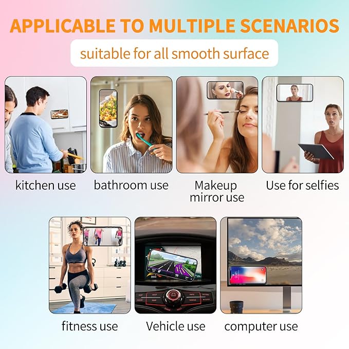 ZYCCER Double Sided Silicone Suction Phone Holder Mount,Compatible with iPhone and Android Cases Hands-Free Mirror Shower Phone Mount Strong Grip Holder (Black, Single Sided 1PCS)