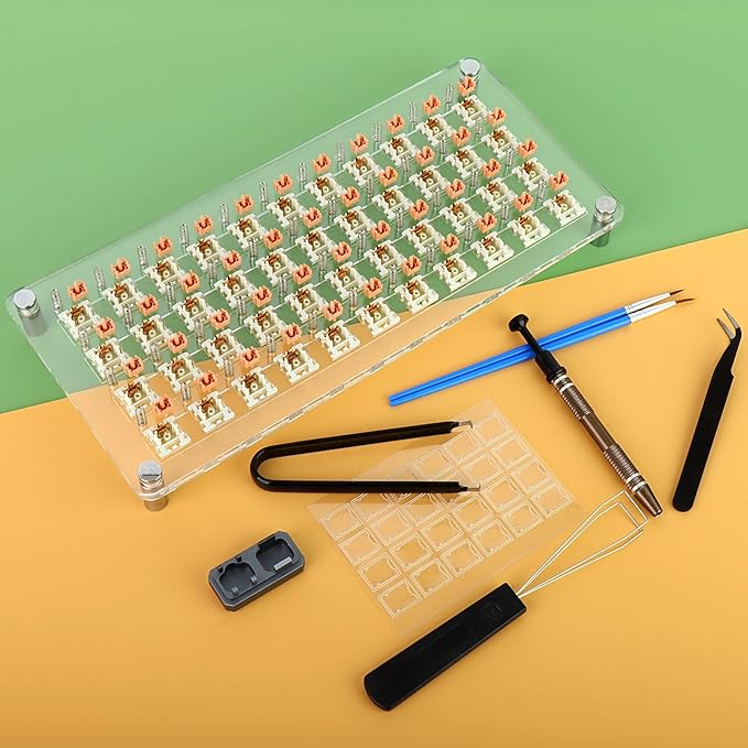 YIMAGUJRX RUNJRX 44 Keyboard Switches Acrylic Lube Station,Switch Films 120Pcs,Switch Opener for MX Cherry Kailh Akko,Lube Tool for Mechanical Keyboard