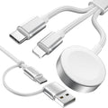 White-Upgraded 3 in 2 USB C Cable for Watch Charger Phone Charger USB C Multi Fast Charging Cable Compatible with Watch Ultra/SE/10/9/8/7/6/5/4/3/2/1 & Phone 16/15/14/Galaxy S23-4FT
