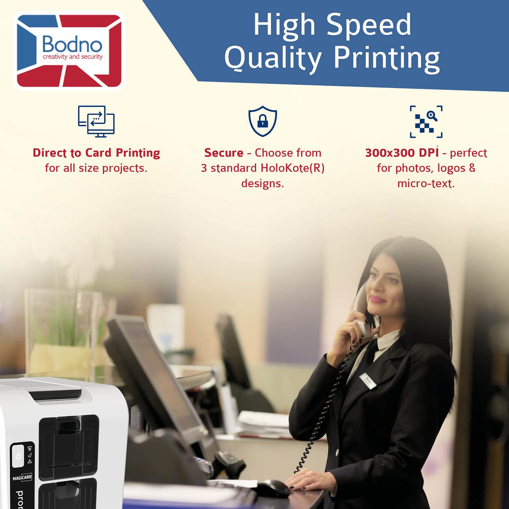 Bodno Magicard Pronto 100 ID Card Printer & Complete Supplies Package ID Software - Bronze Edition