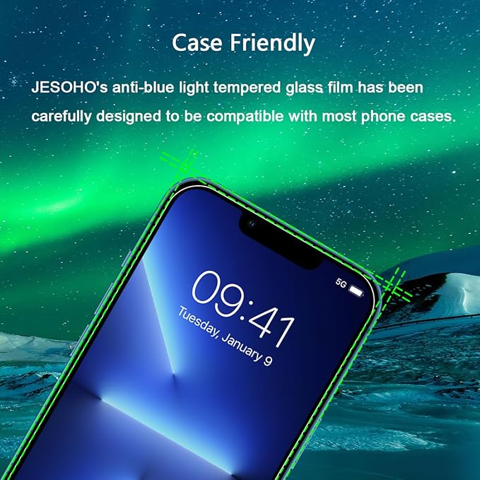 Blue Light Screen Protector for iPhone 16e iPhone 13 iPhone 13 Pro & iPhone 14 (6.1inch), Eye Protection Tempered Glass Film, Scratch-Resistant, No Bubble with Easy Installation Kit, 2 Pack