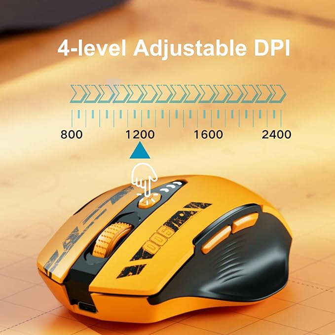 Bluetooth Mouse,Tri-Mode (BT 5.0/4.0+2.4G Hz),Visible Battery Level,Rechargeable Ergonomic Wireless Mouse with 4 Adjustable DPI Levels for Laptop and PC