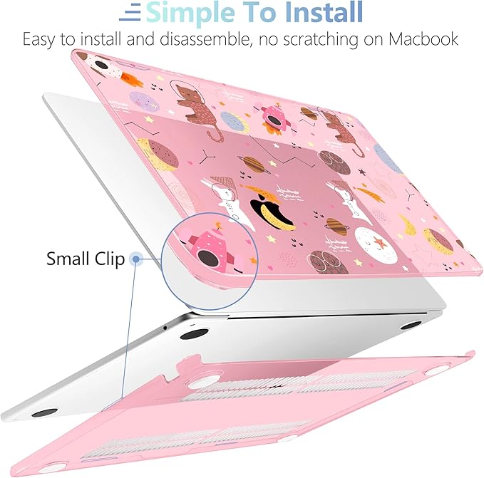 MEEgoodo for M4/M3/M2 MacBook Air 15.3 inch Case 2025 2024 2023, Case Fit Model (A3241/A3114/A2941) for MacBook Air 15 inch, Laptop Hard Shell with Keyboard Cover, Space & Animals