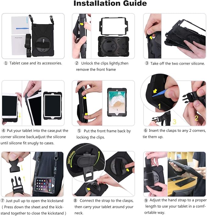 BRAECN for Galaxy Tab S6 Case,[Support S Pen Wireless Charging] Heavy Duty Shockproof Case with Pen Holder,Hand Strap,Shoulder Strap,Kickstand for Galaxy Tab S6 10.5 2019 SM-T860/T865/T867-Black