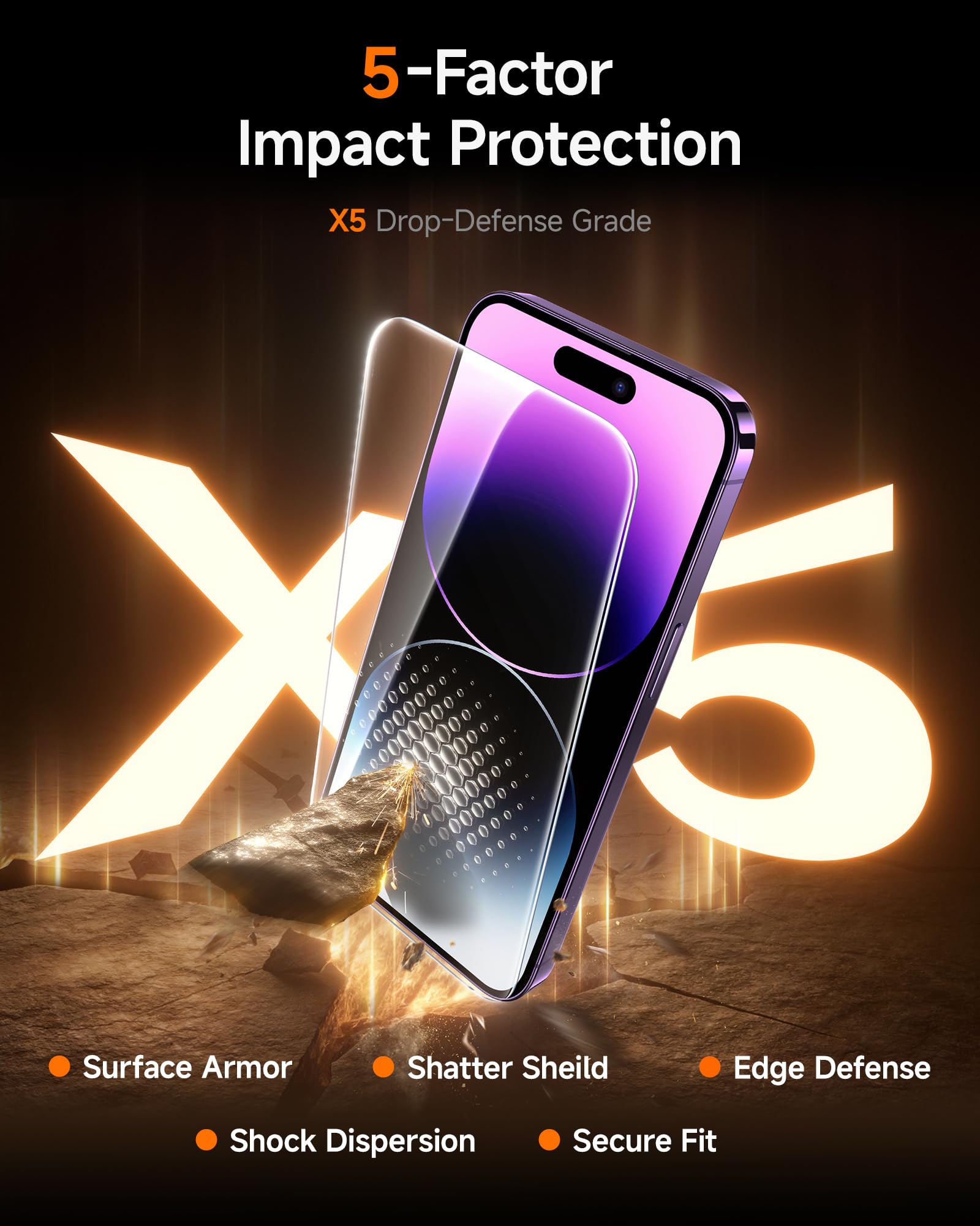 SMARTDEVIL 2 Pack for iPhone 14 Pro Screen Protector, 9H Hardness Military Grade Shatterproof, HD Clear Tempered Glass with Auto Dust-Elimination, Bubble Free, Easy Installation, Case Friendly