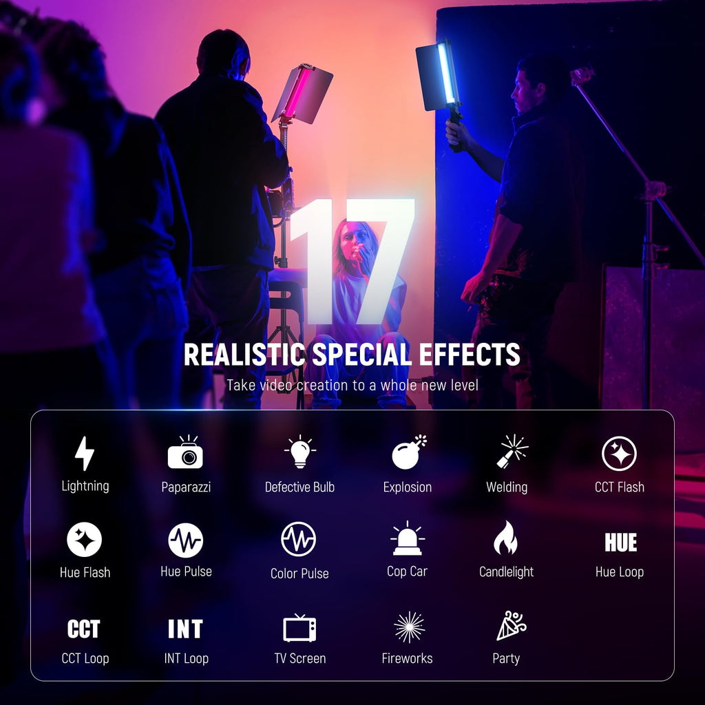 NEEWER RGB1 LED Tube Light Stick with Metal Barndoor, Handle, Touch Bar/APP Control, Magnetic Handheld RGB Video Light, 3200K-5600K CRI98+ Dimmable Photography Lighting with 6400mAh Battery, 17 Scenes